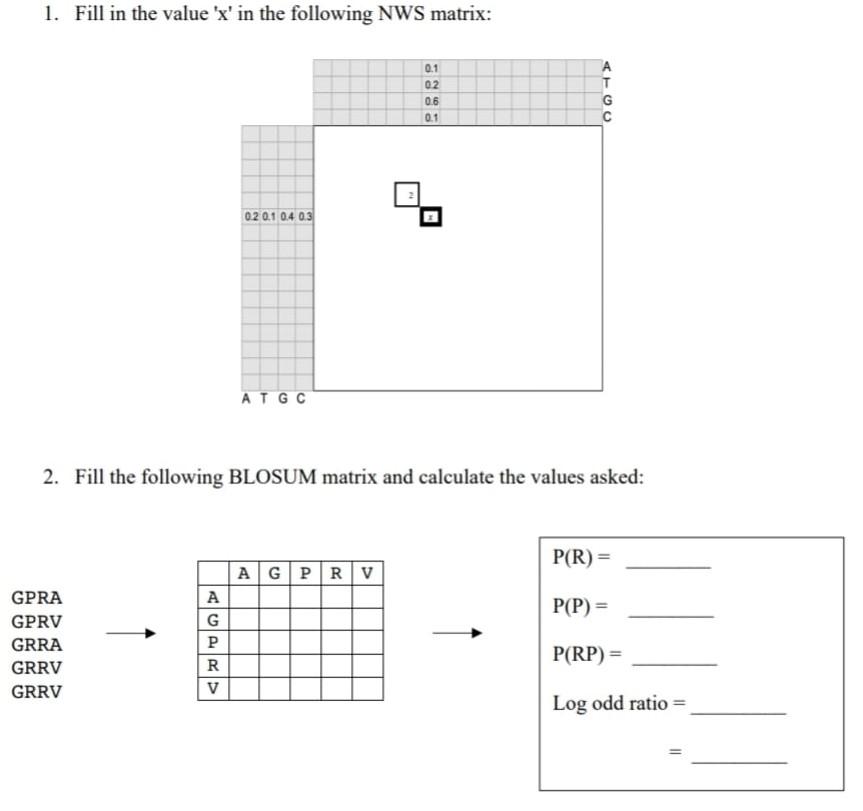 Solved 1. Fill in the value ' x ' in the following NWS | Chegg.com
