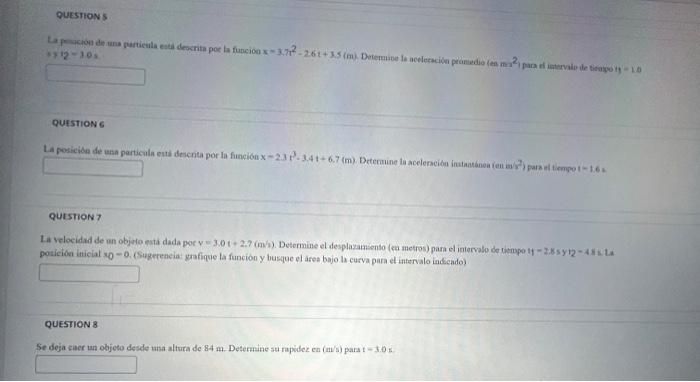 \( +x+12=10 ; \) QUFSTION 6 QUESTION7 posicioa inicial \( 0_{0}^{-0} \). (Sugerencia grafique la funcion y busque el asea baj