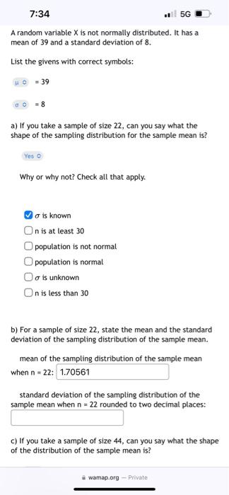 Solved standard deviation of the sampling distribution of | Chegg.com