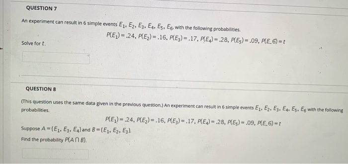 Solved QUESTION 7 An experiment can result in 6 simple | Chegg.com