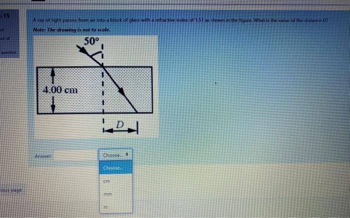 Solved 15 Aray of light passes from air into a block of | Chegg.com