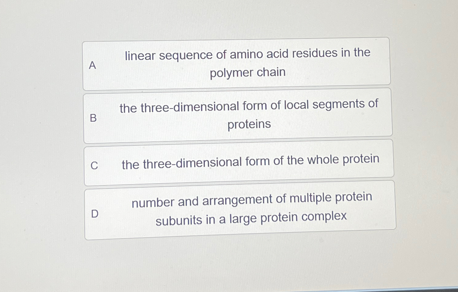Solved A linear sequence of amino acid residues in the | Chegg.com