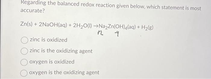 Solved Regarding the balanced redox reaction given below, | Chegg.com