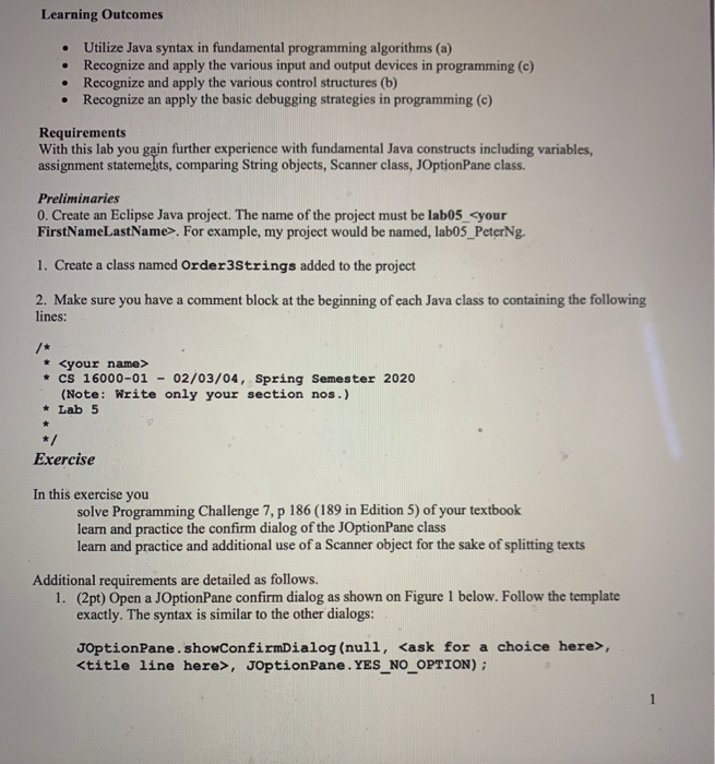 Solved Learning Outcomes • Utilize Java syntax in | Chegg.com