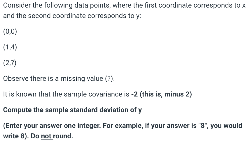 Solved Consider the following data points, where the first | Chegg.com