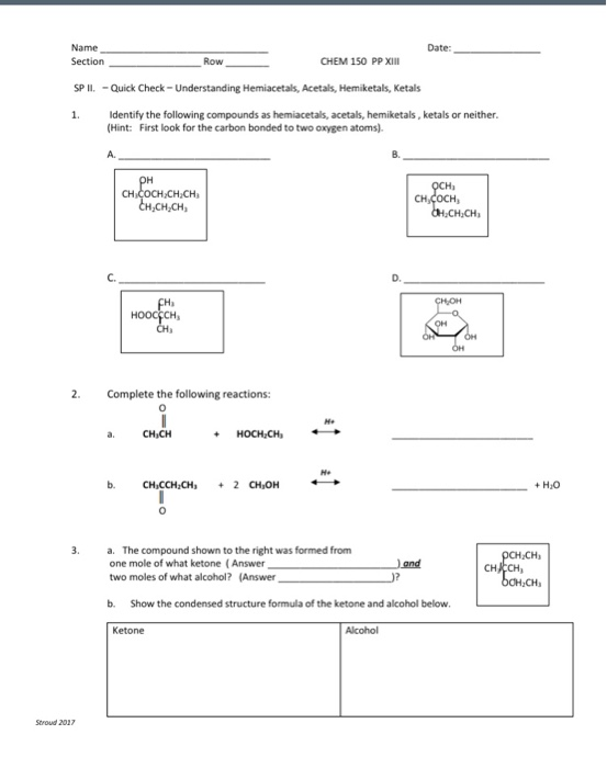 Solved D H.CH Name Date Section Row CHEM 150 PP XIII SP II