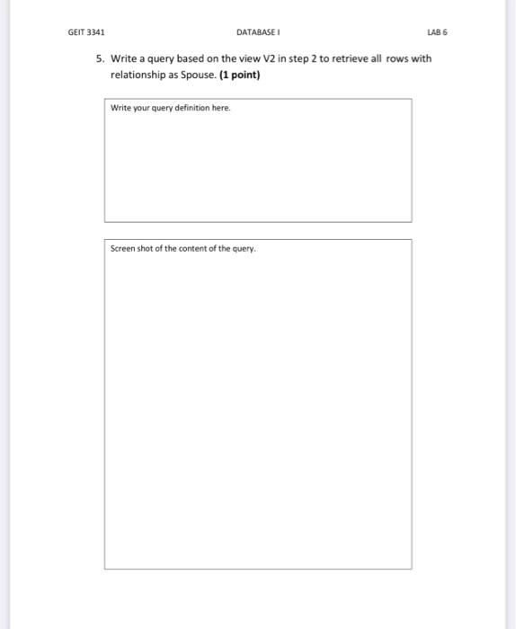 Solved Instructions: 1. Create a view called VI to show the | Chegg.com