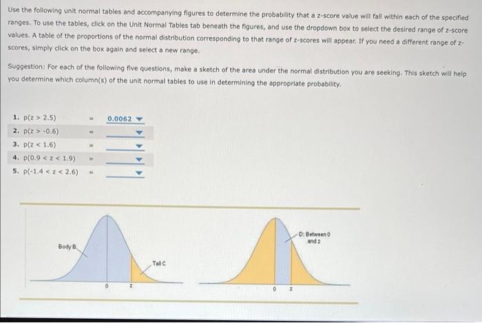 Solved Use the following unit normal tables and accompanying | Chegg.com