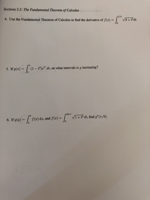 Solved Sections 5.3: The Fundamental Theorem Of Calculus 4. | Chegg.com