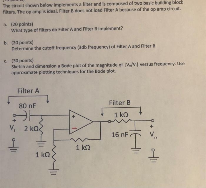 Solved The Circuit Shown Below Implements A Filter And Is | Chegg.com