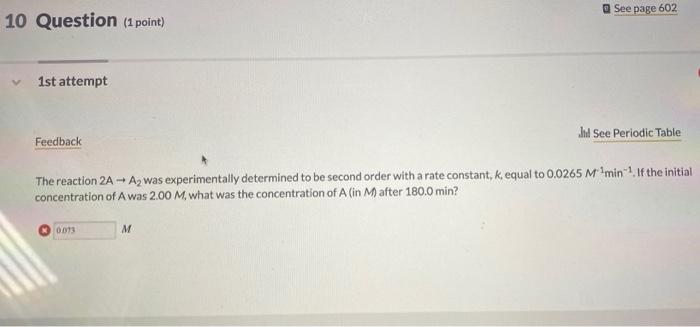 Solved See page 602 10 Question (1 point) 1st attempt lud | Chegg.com