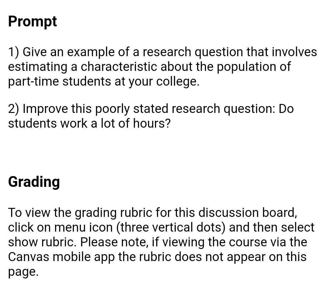 Solved Prompt 1) Give an example of a research question that | Chegg.com