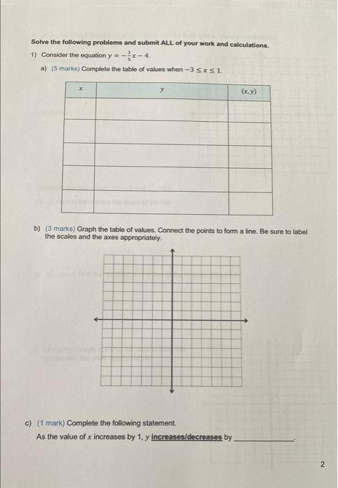 Solved Solve the following problems and submit ALL of your | Chegg.com