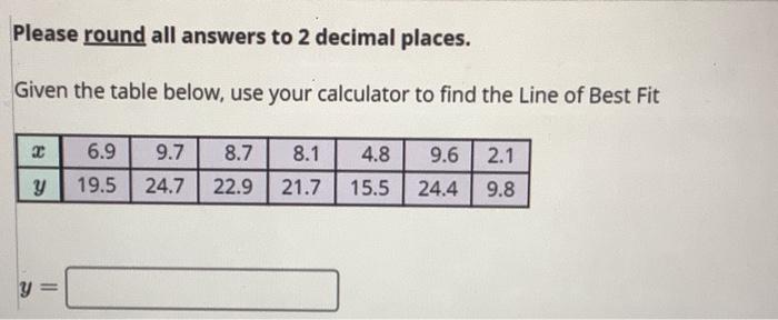 Solved Please round all answers to 2 decimal places. Given | Chegg.com