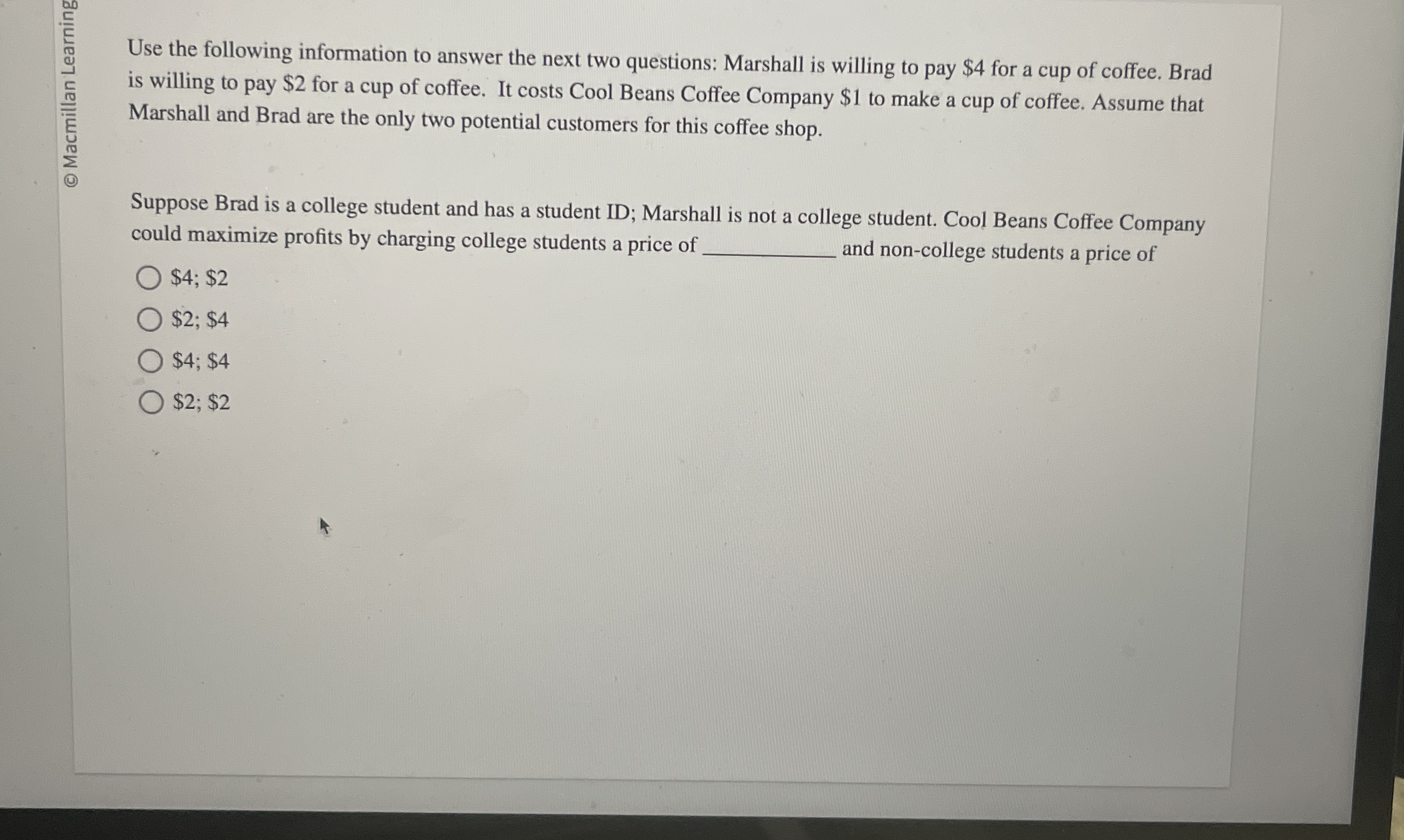 Solved Use the following information to answer the next two | Chegg.com