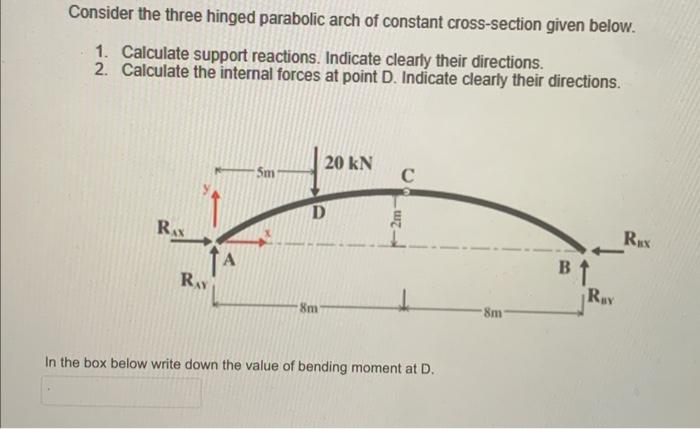 Solved Consider The Three Hinged Parabolic Arch Of Constant | Chegg.com