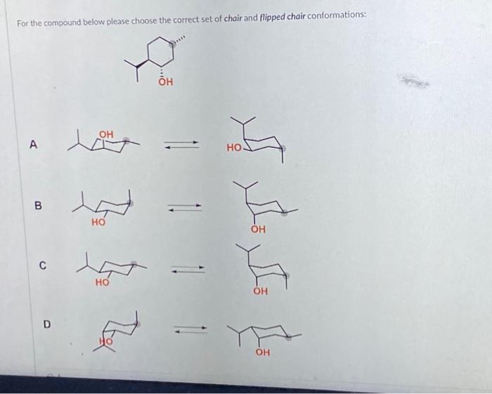 Solved For the compound below please choose the correct set | Chegg.com