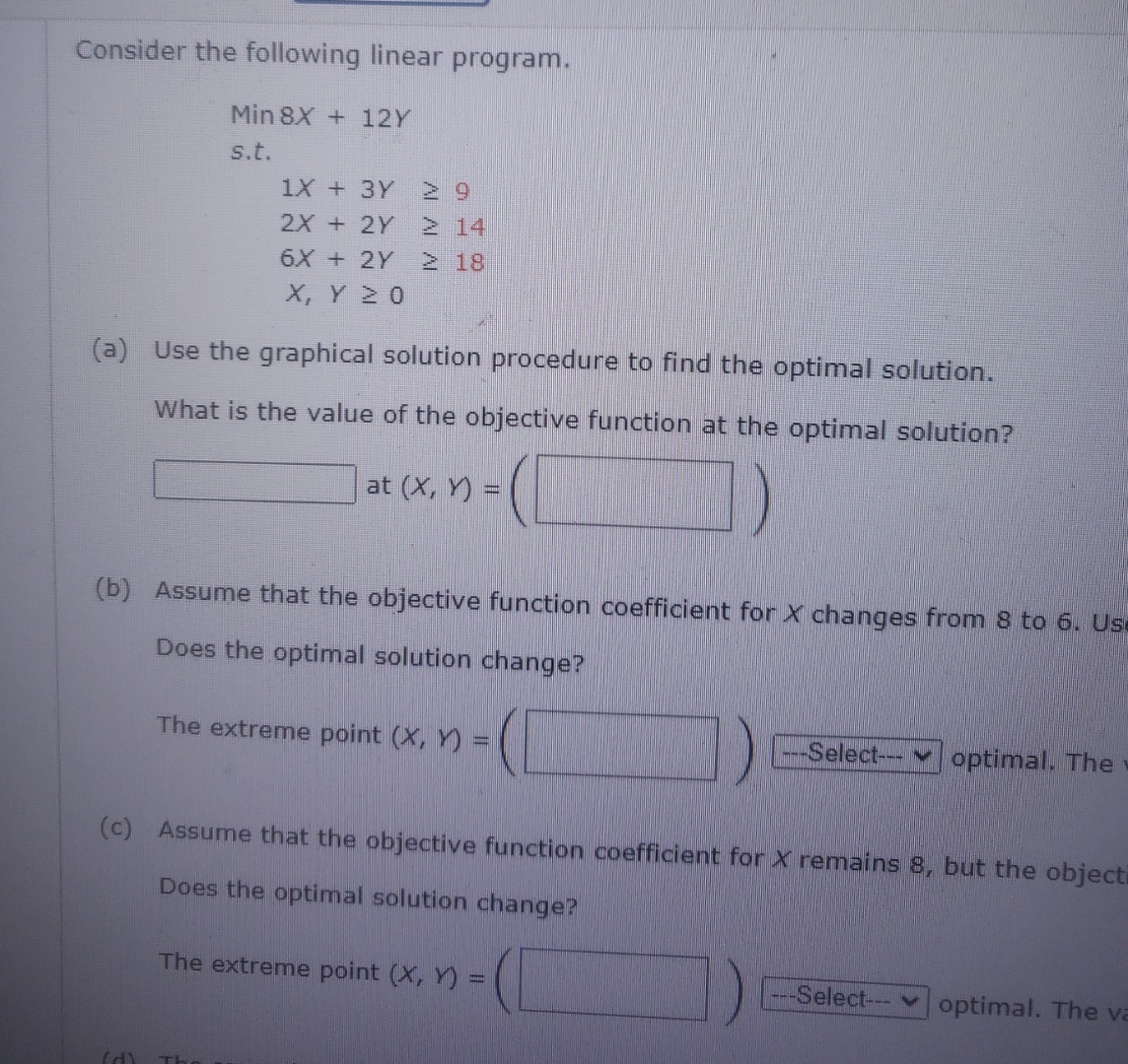 Solved Consider the following linear program.]≥9[0(a) ﻿Use | Chegg.com