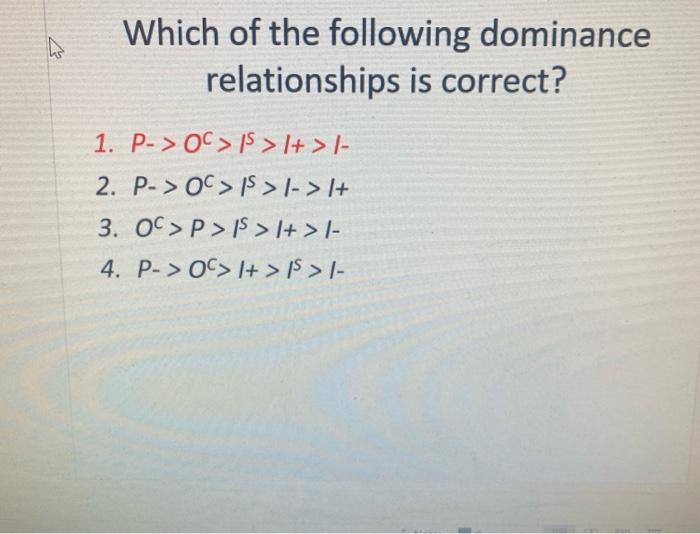 Solved Which of the following dominance relationships is | Chegg.com