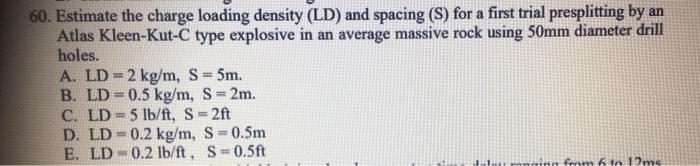 Solved 60. Estimate the charge loading density (LD) and | Chegg.com