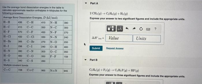 Solved Use The Average Bond Dissociation Energies In The | Chegg.com