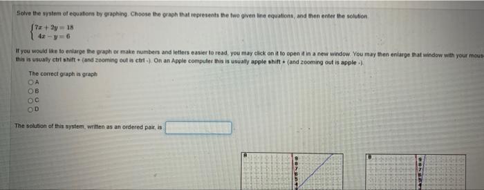 Solved Solve the system of equations by graphing. Choose the | Chegg.com