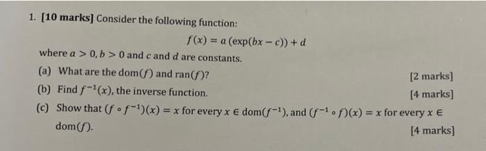 Solved 1. [10 marks] Consider the following function: f(x) = | Chegg.com