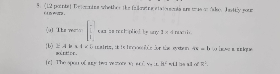 Solved Determine whether the following statements are true | Chegg.com