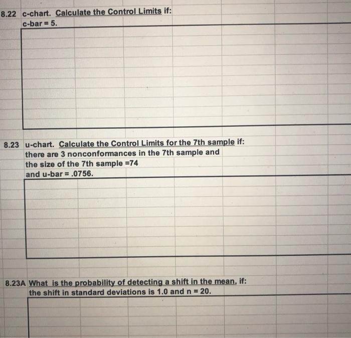 Solved 8.22 C-chart. Calculate the Control Limits if: c-bar | Chegg.com
