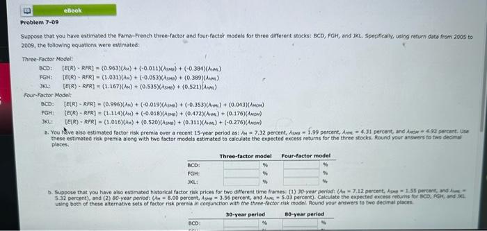 Suppose that you have estimated the Fama-French | Chegg.com