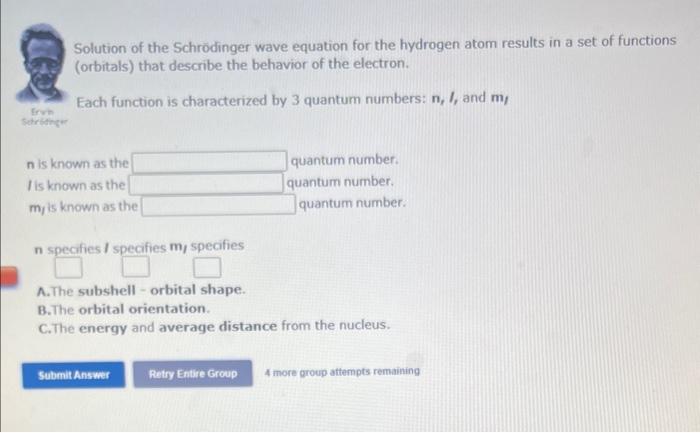 Solved Solution of the Schrödinger wave equation for the | Chegg.com