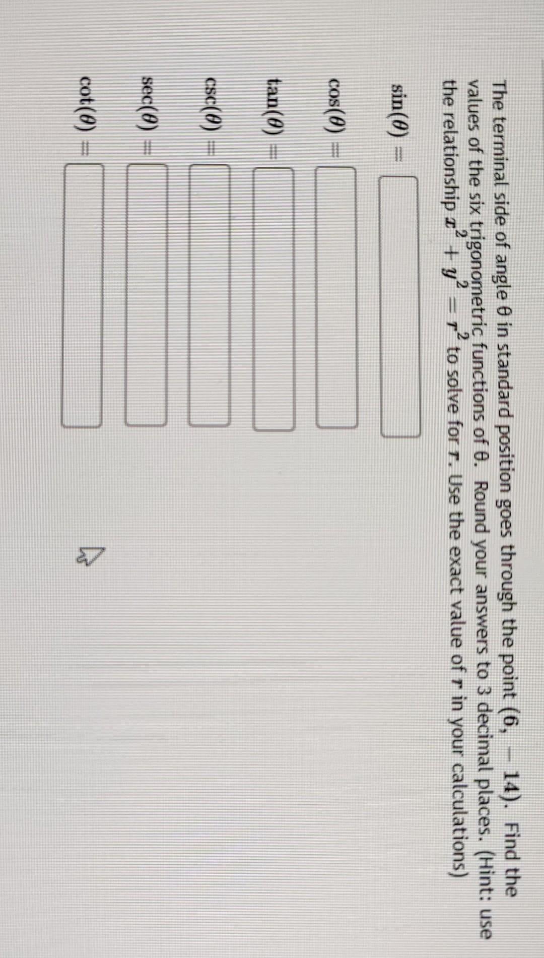 solved-the-terminal-side-of-angle-o-in-standard-position-chegg