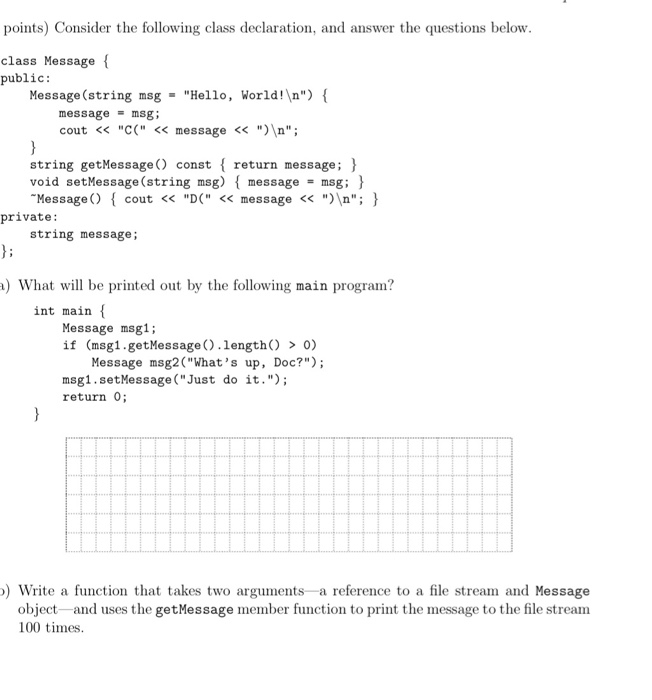 Solved points) Consider the following class declaration, and | Chegg.com