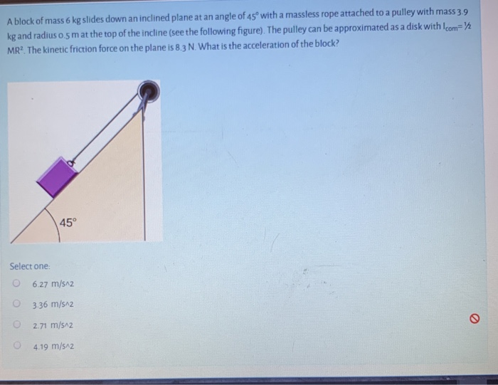 Solved A block of mass 6 kg slides down an inclined plane at