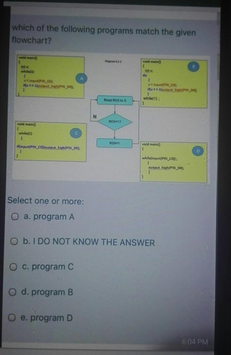 Solved which of the following programs match the given | Chegg.com
