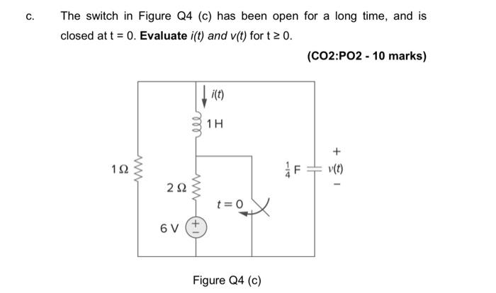 Solved QUESTION 4 (25 MARKS) a. The switch in Figure Q4 (a) | Chegg.com