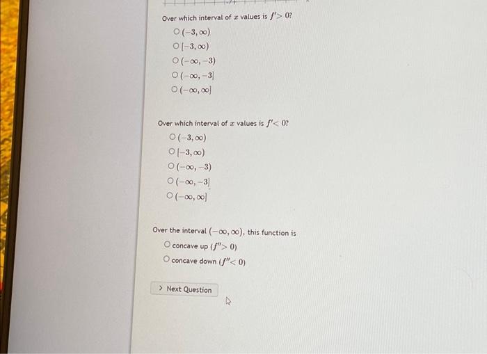 Solved Below is the function f(x). Over which interval of x | Chegg.com