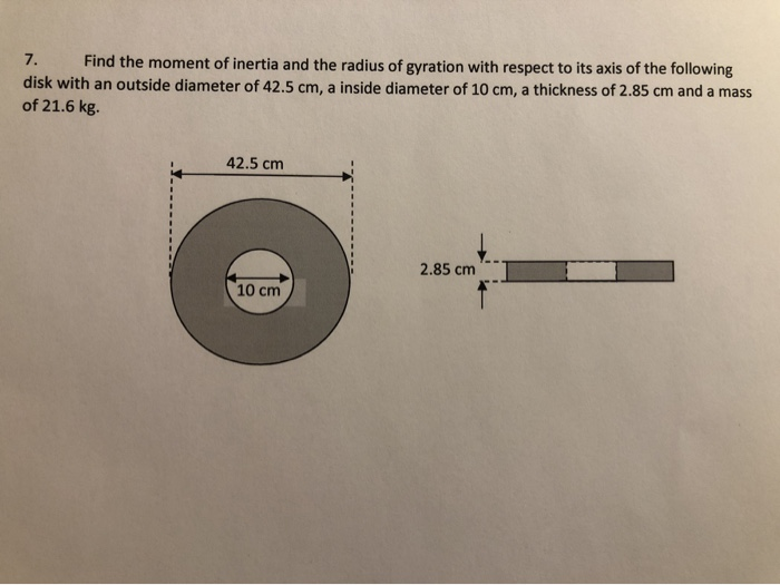 Solved 7. Find the moment of inertia and the radius of | Chegg.com