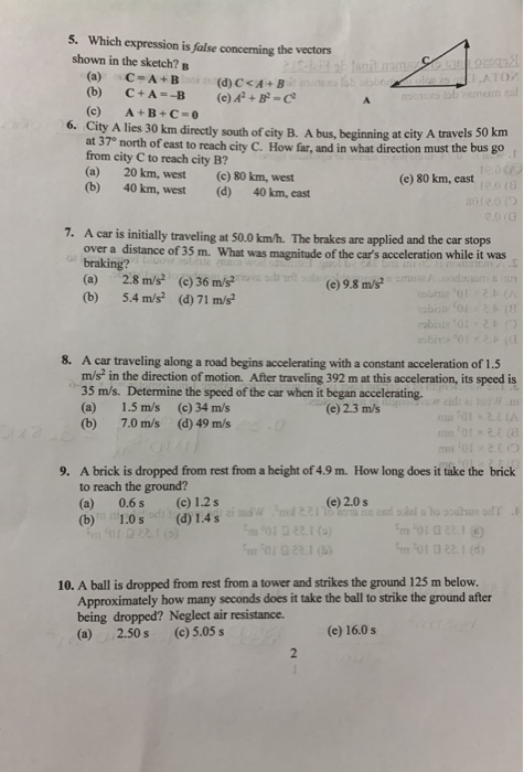 Solved 5. Which expression is false concerning the vectors | Chegg.com