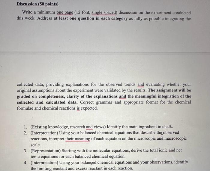 Solved gravimetric analysis lab chalk crushed completely