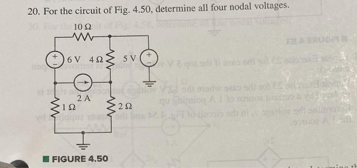 Solved 20. For the circuit of Fig. 4.50, determine all four | Chegg.com