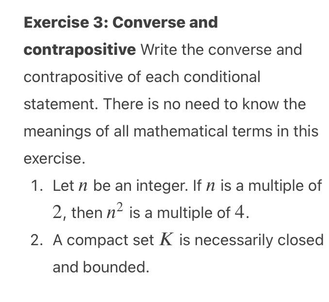 Solved Exercise 3 Converse And Contrapositive Write The