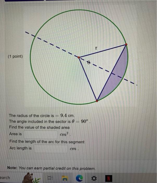 solved-the-radius-of-the-circle-is-9-4-cm-the-angle-chegg