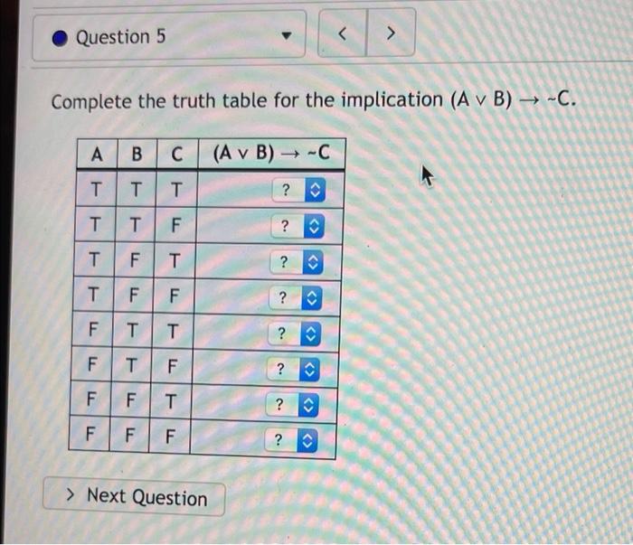 Solved Question 5 Complete The Truth Table For The | Chegg.com