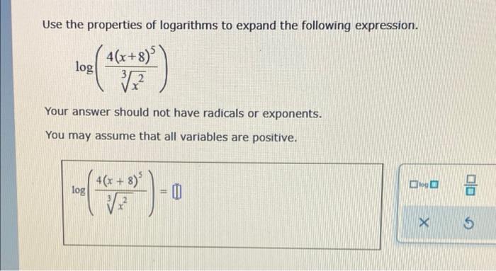 Solved Use The Properties Of Logarithms To Expand The | Chegg.com