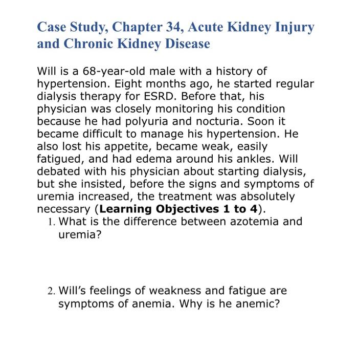 case study kidney complications answers