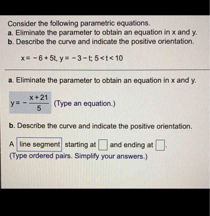 Solved Consider the following parametric equations. a. | Chegg.com