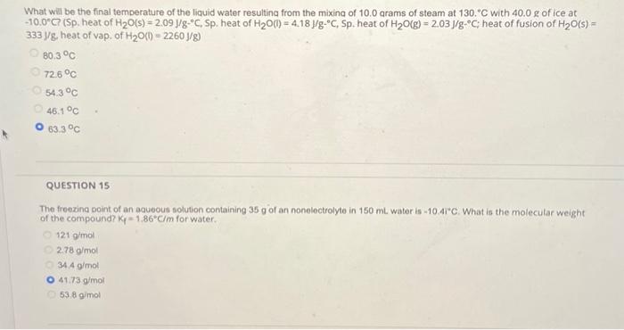 Solved What will be the final temperature of the liquid | Chegg.com