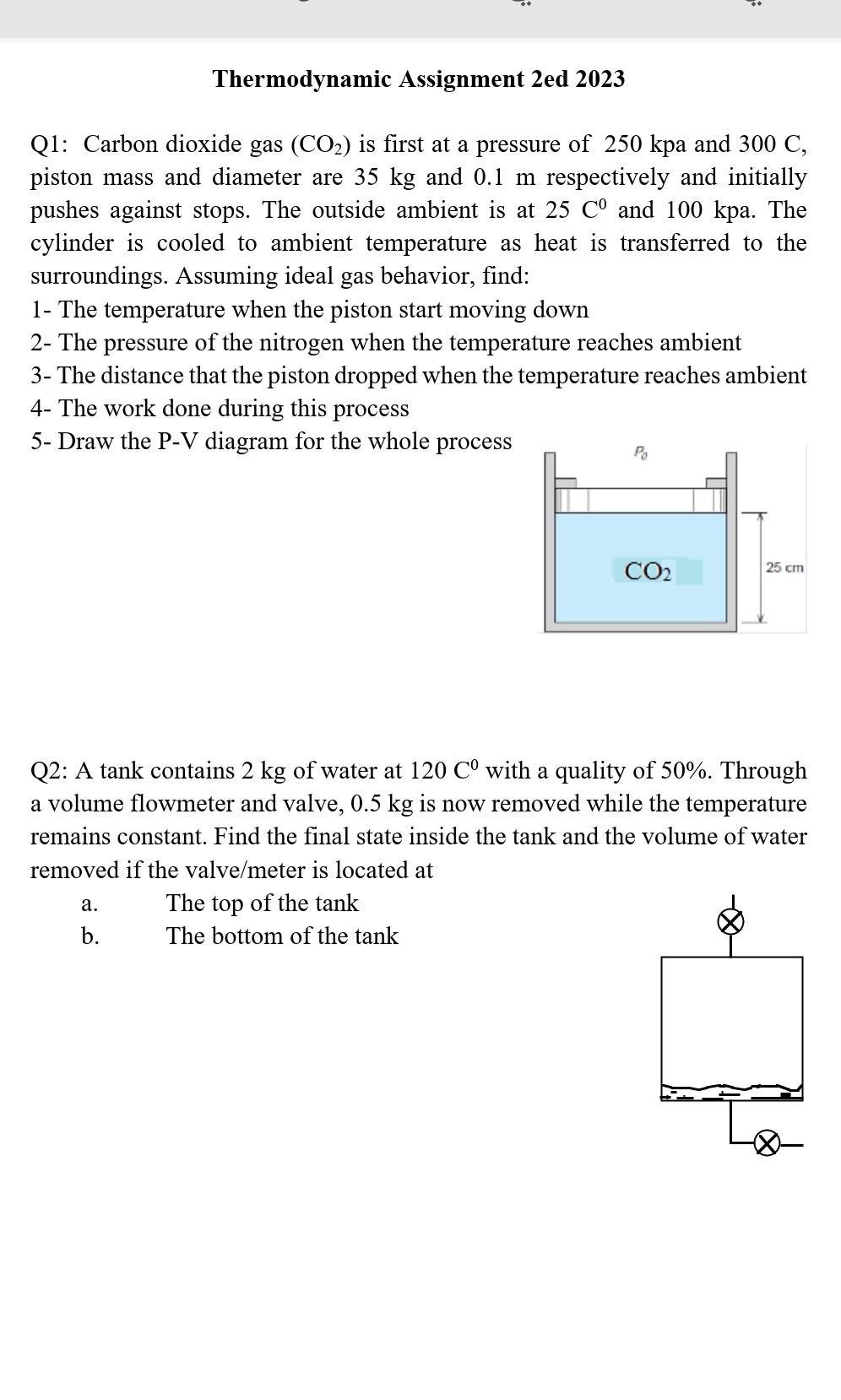 Solved Q1: Carbon Dioxide Gas (CO2) Is First At A Pressure | Chegg.com