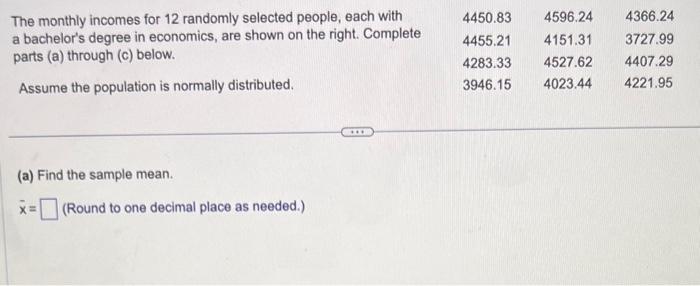 Solved find the sample mean (__)find the sample standard | Chegg.com
